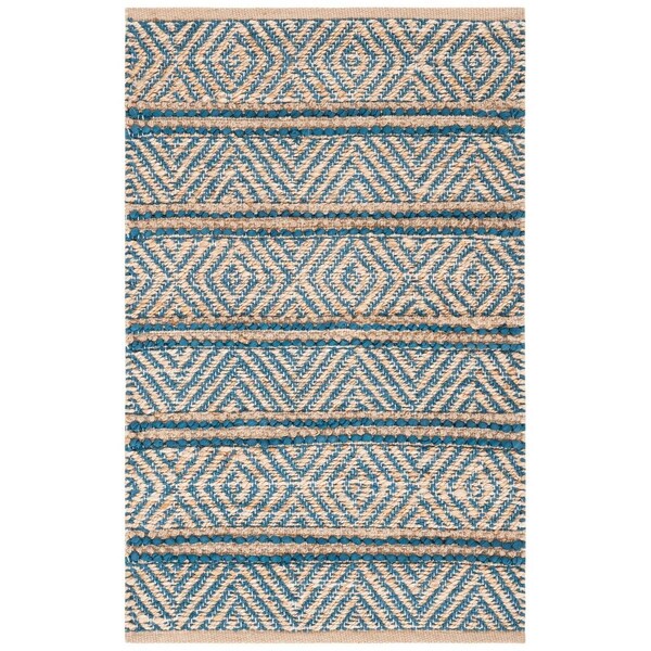 Safavieh 8 x 10 ft. Cape Cod Contemporary Rectangle Hand Woven Rug Navy & Natural CAP845N-8 - main
